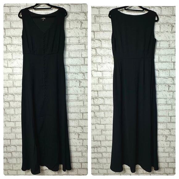 Alexia Admor Dress Milana Maxi Button Sleeveless Neutral Minimal Black 6 - Picture 2 of 10